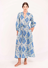 Dresses Nimo With Love Marigold Long Sleeve Maxi Dress Blue Ikat Apoella