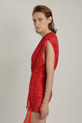 Dresses Sabina Musayev Blake Sleeveless Mini Dress W. V-neckline Radiant Red Metallic Apoella