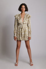 Dresses Sabina Musayev Evan Long Sleeve Short Dress S / Lime Floral Apoella