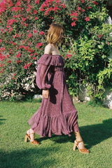 Dresses Sabina Musayev Festival Off Shoulder Ruffled Long Dress With Belt Antique Rose / S Apoella