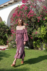 Dresses Sabina Musayev Festival Off Shoulder Ruffled Long Dress With Belt Antique Rose / S Apoella