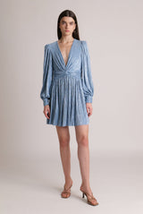 Dresses Sabina Musayev Golda Longsleeve Pleated Short Dress With Twist Apoella