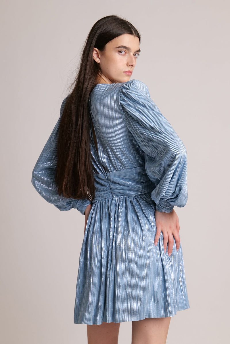 Dresses Sabina Musayev Golda Longsleeve Pleated Short Dress With Twist Apoella