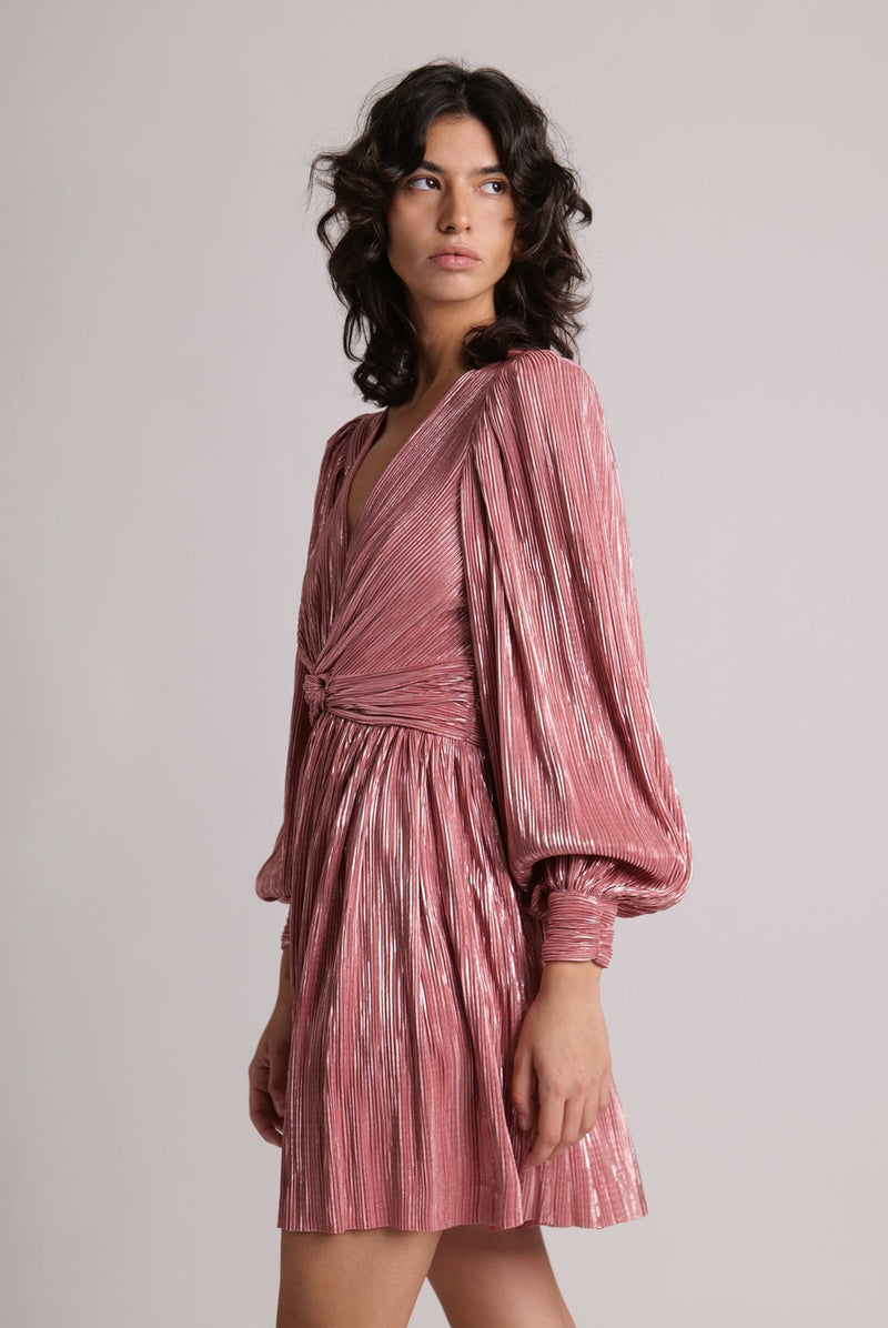 Dresses Sabina Musayev Golda Longsleeve Pleated Short Dress With Twist Apoella