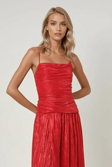 Dresses Sabina Musayev Shaan Cowl-neck Midi Dress W. Open Back Radiant Red Metallic Apoella