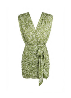 Dresses Sabina Musayev Sony Sleeveless Mini Dress W. V-neckline Green Print Floral Apoella