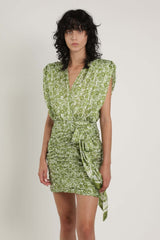 Dresses Sabina Musayev Sony Sleeveless Mini Dress W. V-neckline Green Print Floral Apoella