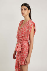 Dresses Sabina Musayev Sony Sleeveless Mini Dress W. V-neckline Red Print Floral Apoella