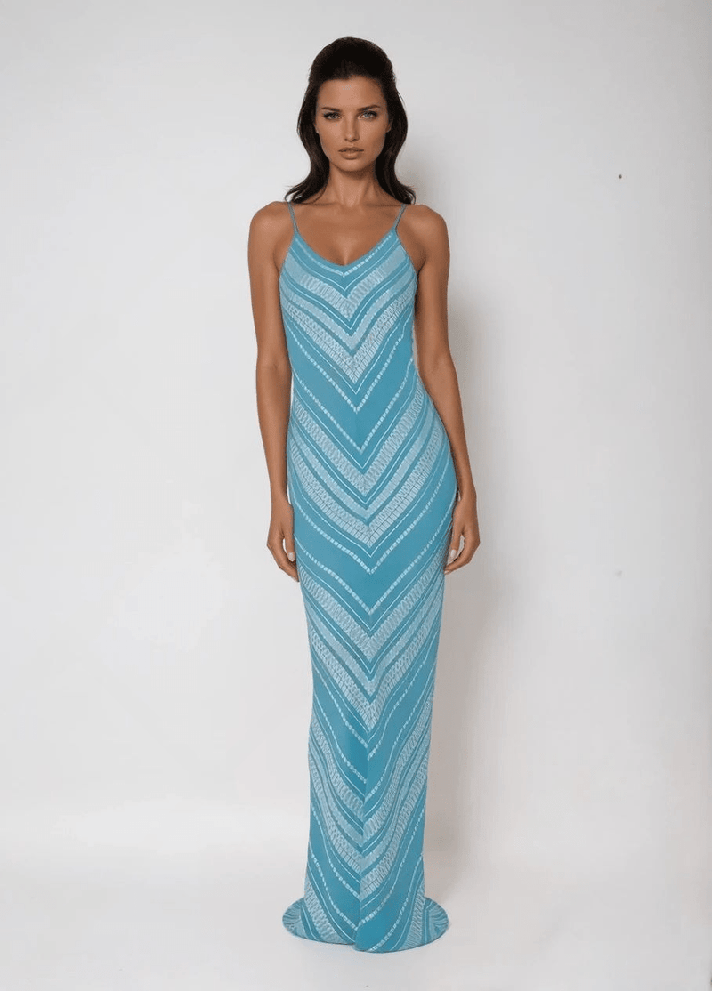 Dresses Zeus n Dione Calliope Long Slipdress Aqua 38 Apoella