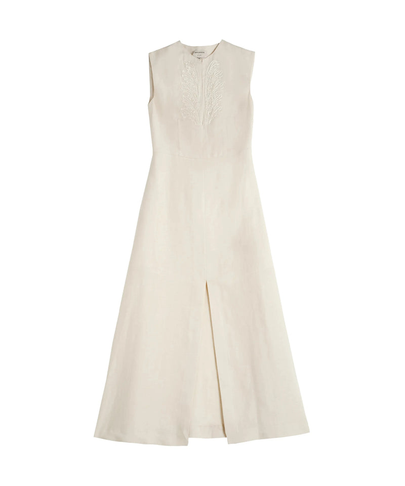 Dresses Zeus n Dione Fish Sleeveless Long Linen Dress Ivory Apoella