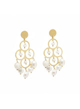 Earrings Antonia Karra Angelina Chandelier Earrings Pearl Gold Plated O/S Apoella