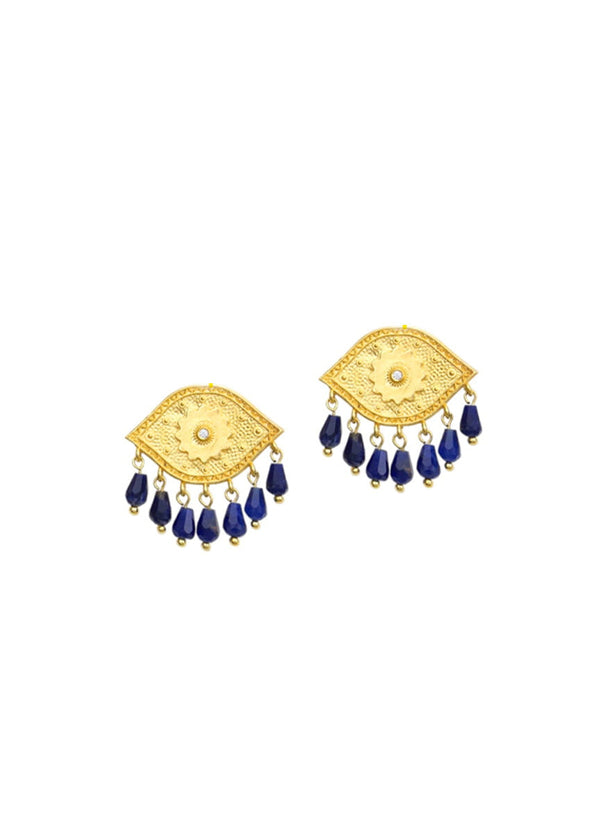 Earrings Antonia Karra Crying Eyes Paisley Earrings Sodalite Gold Plated O/S Apoella
