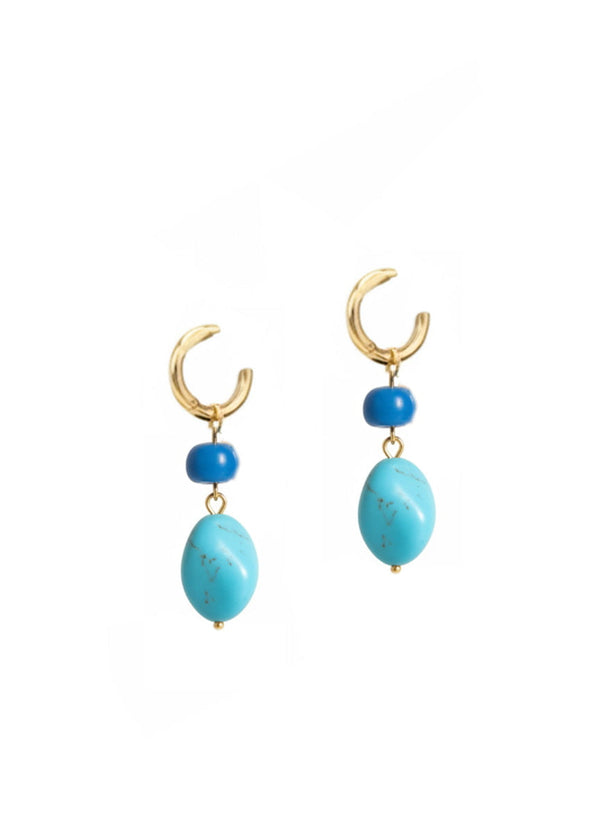 Earrings Antonia Karra Duet Long Beads Earrings Lapis/Turquoise Gold Plated O/S Apoella