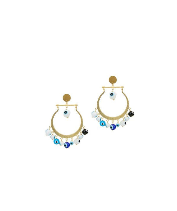 Earrings Antonia Karra Lyra Earrings Millefiori Eyes Gold Pl O/S Apoella