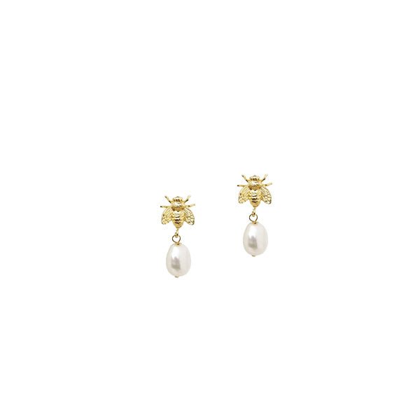 Earrings Antonia Karra Queen Bee Earrings Pearl Gold Plated O/S Apoella