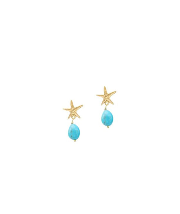 Earrings Antonia Karra Starfish Earrings Turquoise Drop Gold Pl O/S Apoella