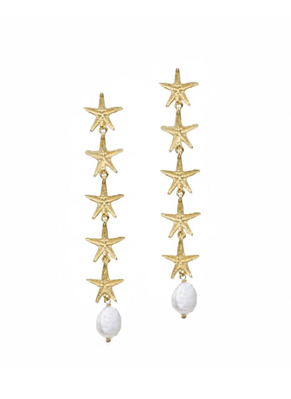 Earrings Antonia Karra Starfish Rain Earrings Pearl Gold Plated O/S Apoella