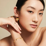 Earrings Ileana Makri Love Heart Zircon Eye Slim Hoops Large Blue Eye O/S Apoella