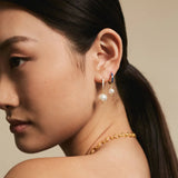 Earrings Ileana Makri Neon Blue Enamel Big Pearl Hoops Gold Plated O/S Apoella