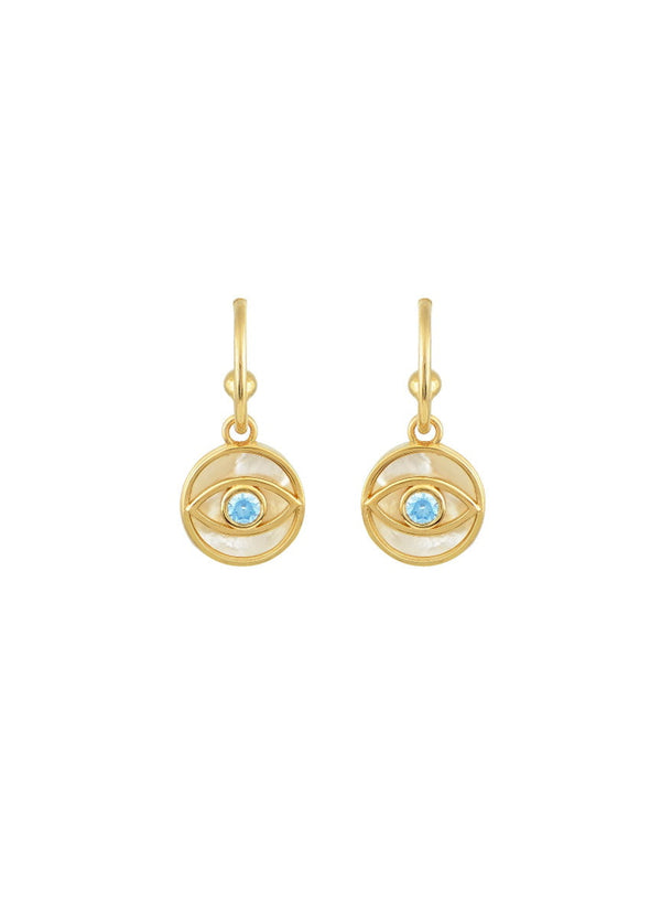 Earrings Marianna Lemos Areti Eye Earrings Gold Aqua O/S Apoella