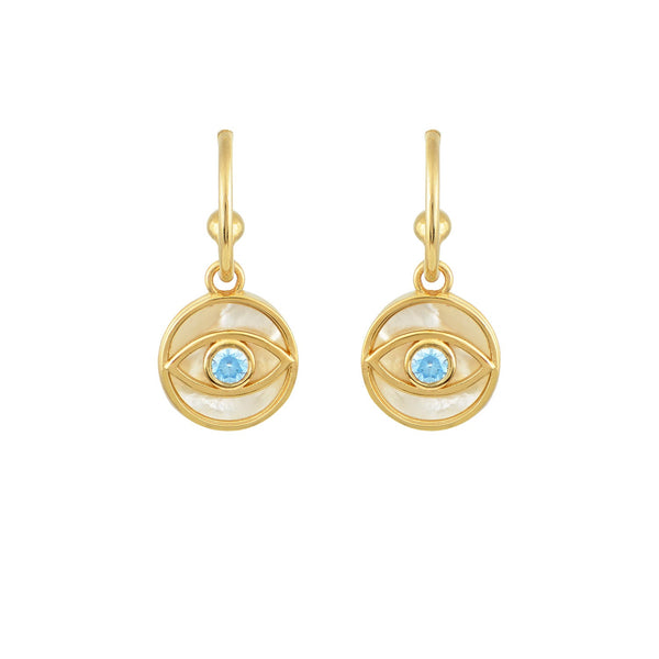 Earrings Marianna Lemos Areti Eye Earrings Gold Aqua O/S Apoella