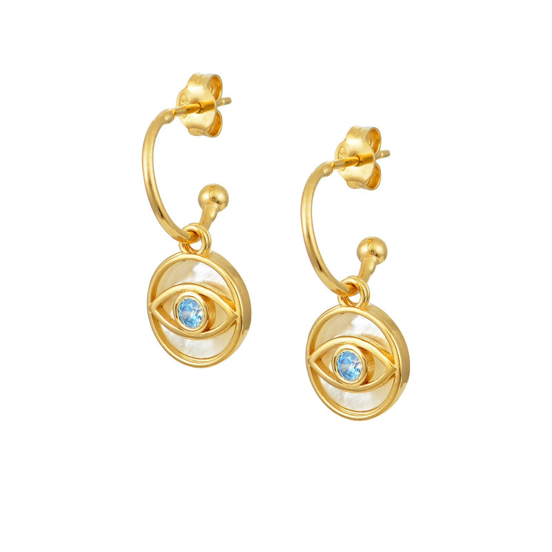 Earrings Marianna Lemos Areti Eye Earrings Gold Aqua O/S Apoella