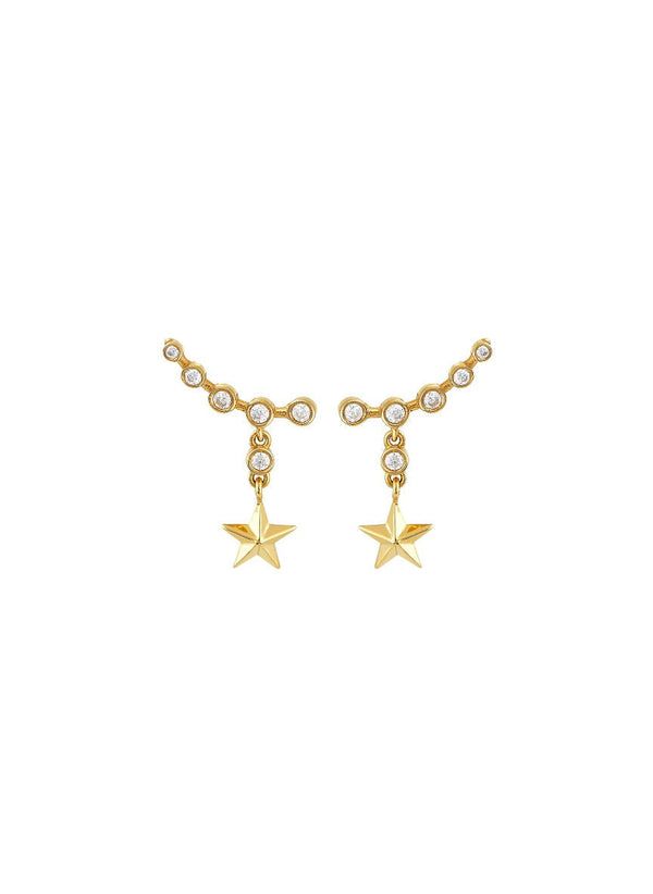 Earrings Marianna Lemos Hanging Star Climber Earrings Gold/White O/S Apoella
