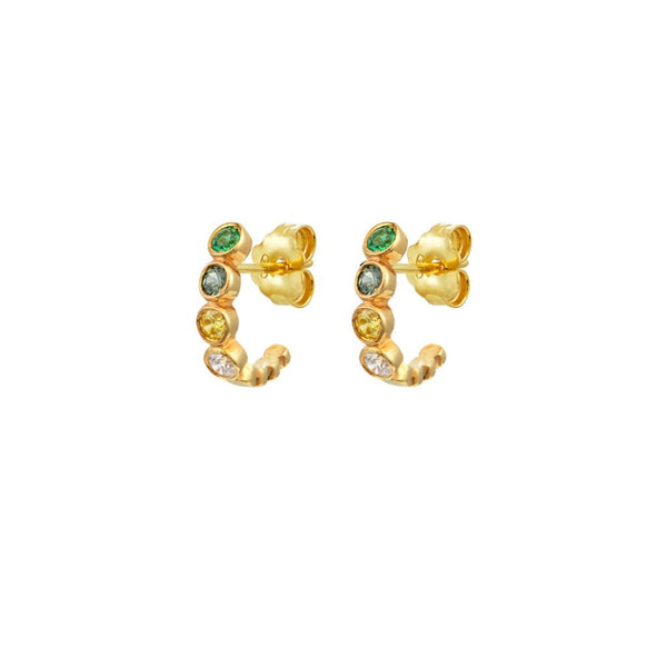 Earrings Marianna Lemos Huggy Hoops Earrings Gold Green O/S Apoella