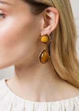 Earrings Sylvia Toledano Dots 2 Stones Earrings Gold/Tiger Eye O/S Apoella