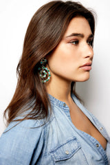 Earrings Sylvia Toledano Happy Flower Chandelier Silver Earrings Larimar/Malachite O/S Apoella