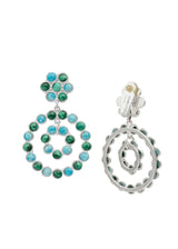 Earrings Sylvia Toledano Happy Flower Chandelier Silver Earrings Larimar/Malachite O/S Apoella