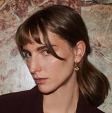 Love Heart Zircon Eye Slim Hoops Large Blue Eye