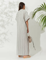 - Faros Striped Long Kaftan White/stone O/S / Color Apoella