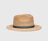 - Argentina Raffia Crochet Panama Hat Natural Ribbon Striped Blue/black Apoella