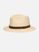 Hats Borsalino Country Panama Hat Brown Suede Ribbon Natural Apoella