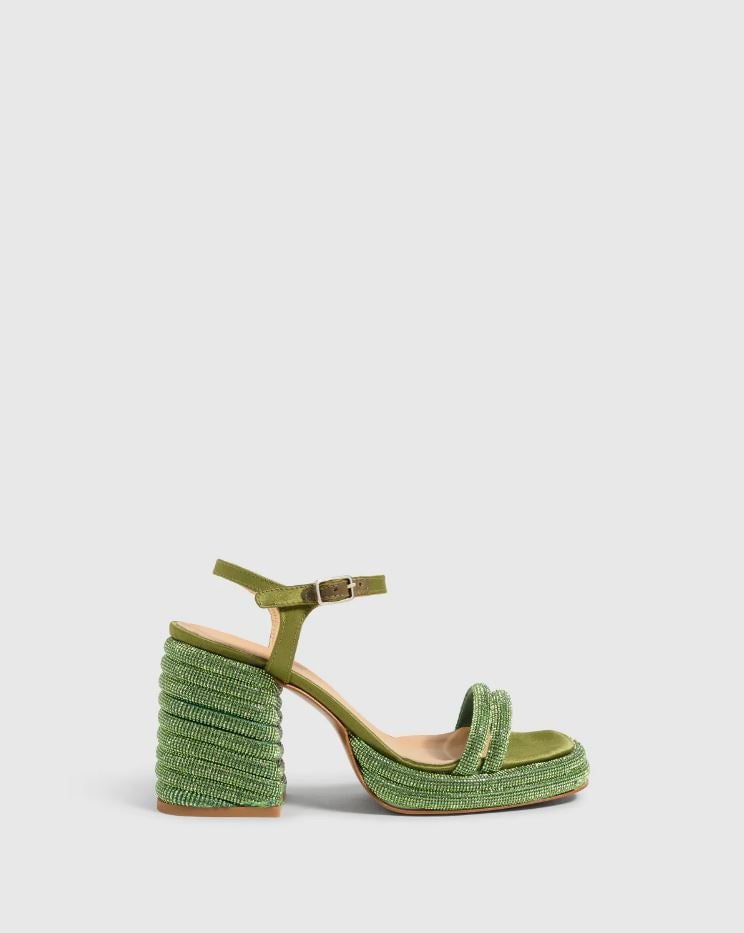 Heels Castaner Victoria High Heeled Espadrilless With Glitter Stones Green / 37 EU Apoella