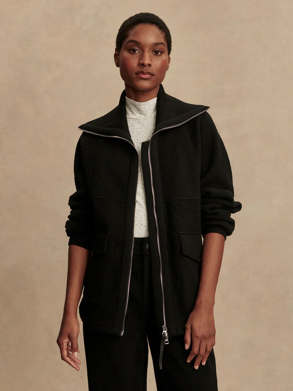 Jacket Varley Eleanor Patch Pocket Fleece Jacket Black Apoella