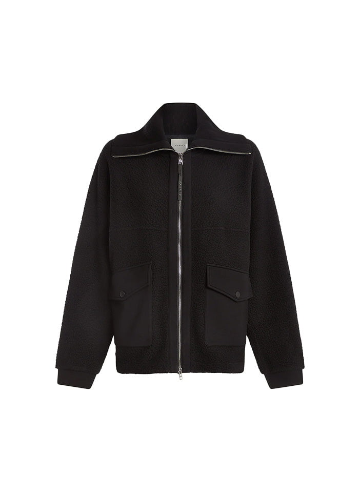 Jacket Varley Eleanor Patch Pocket Fleece Jacket Black Apoella
