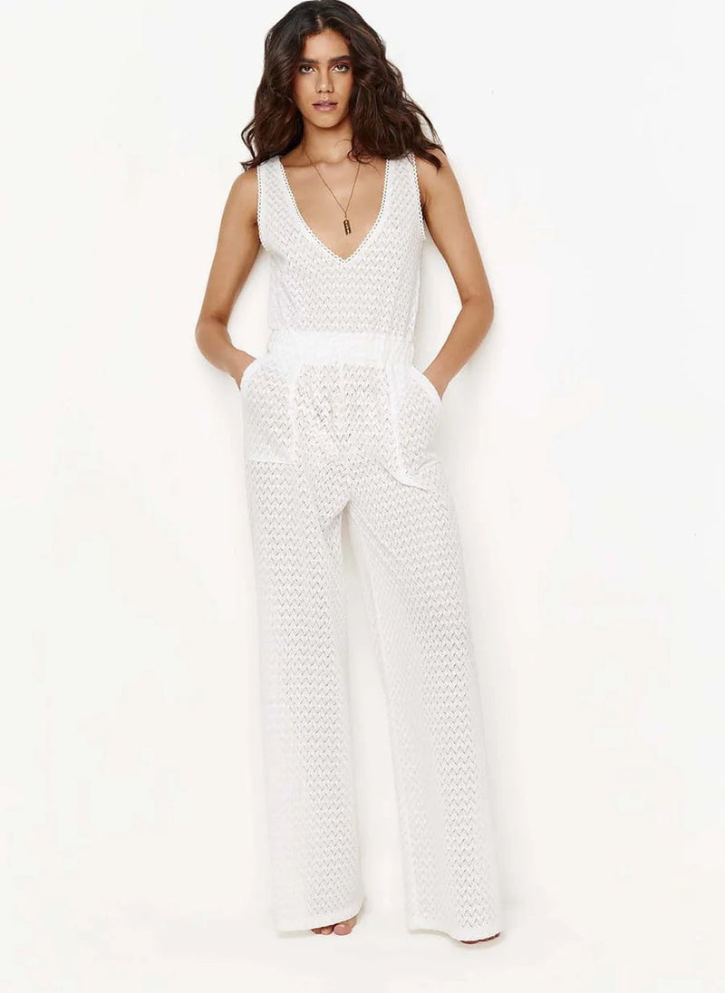 Jumpsuit Melissa Odabash Gracie V Neck Knit Jumpsuit White Apoella