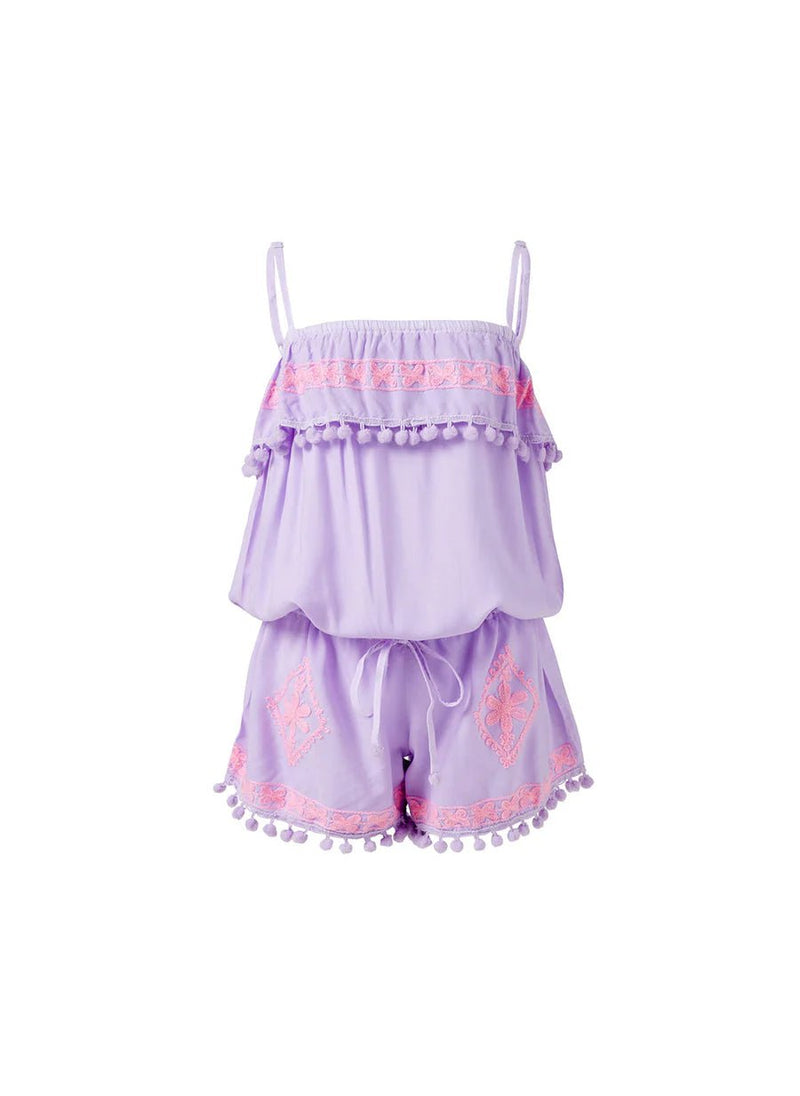 Kids Playsuits Melissa Odabash Baby Eisha Pon Pon Playsuit Lavender/Pink Apoella