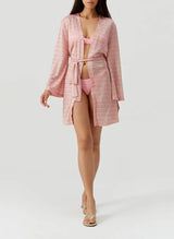 Kimono Melissa Odabash Anna Belted Knit Short Kimono Rose Apoella