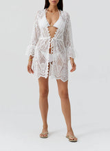 Kimono Melissa Odabash Naia Short Lace Kimono White Apoella