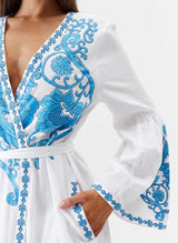 Kimono Melissa Odabash Romilly Long Belted Kimono White/Blue Apoella