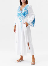 Kimono Melissa Odabash Romilly Long Belted Kimono White/Blue Apoella