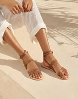 - Leather Gladiator Sandals Tan Apoella