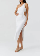 Lizzie Cut Out Midi Dress White