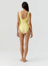 London Lace Up One Piece Yellow