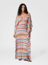 - Long Beach Caftan with Micro Zigzag Pixel Motif L / Color Apoella