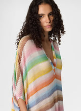 - Long Caftan Cover-up With Dégradé Zigzag Motif M / Color Apoella