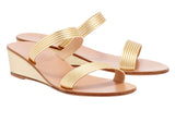 - Melia 70s Disco Low Wedge Sandals Gold Apoella